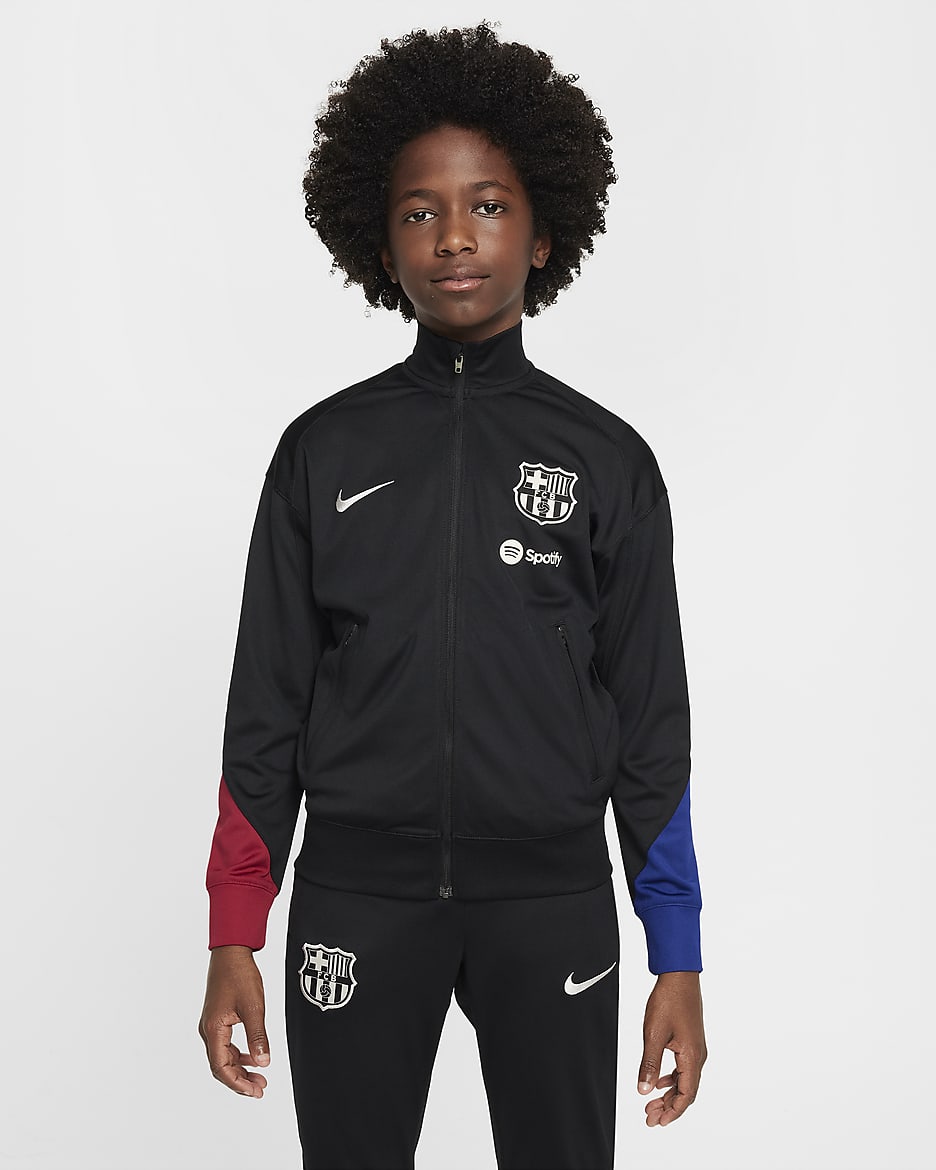 F.C. Barcelona Strike Older Kids' Nike Dri-FIT Football Knit Tracksuit - Black/Noble Red/Deep Royal Blue/Light Orewood Brown