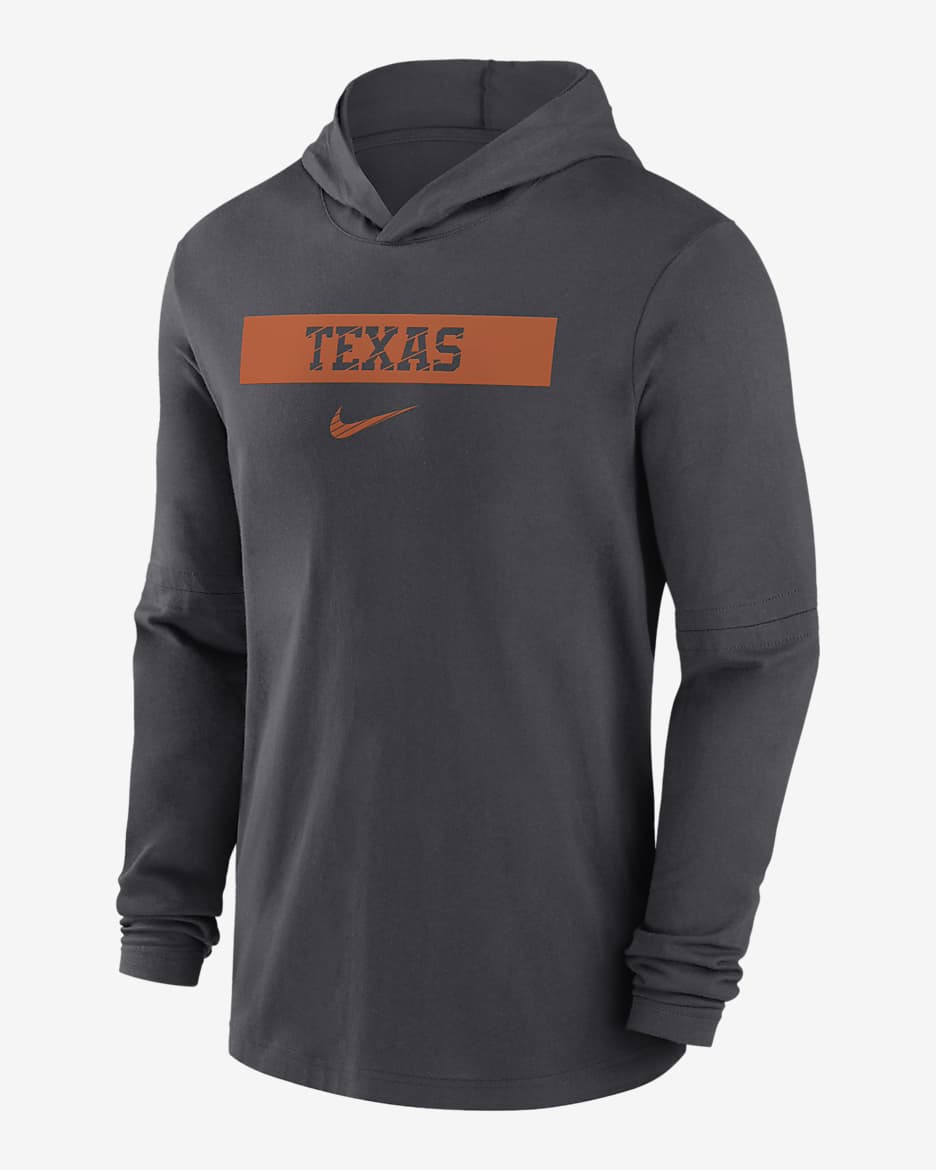 Texas Longhorns Sideline Men's Nike Dri-FIT College Long-Sleeve Hooded Top - Anthracite