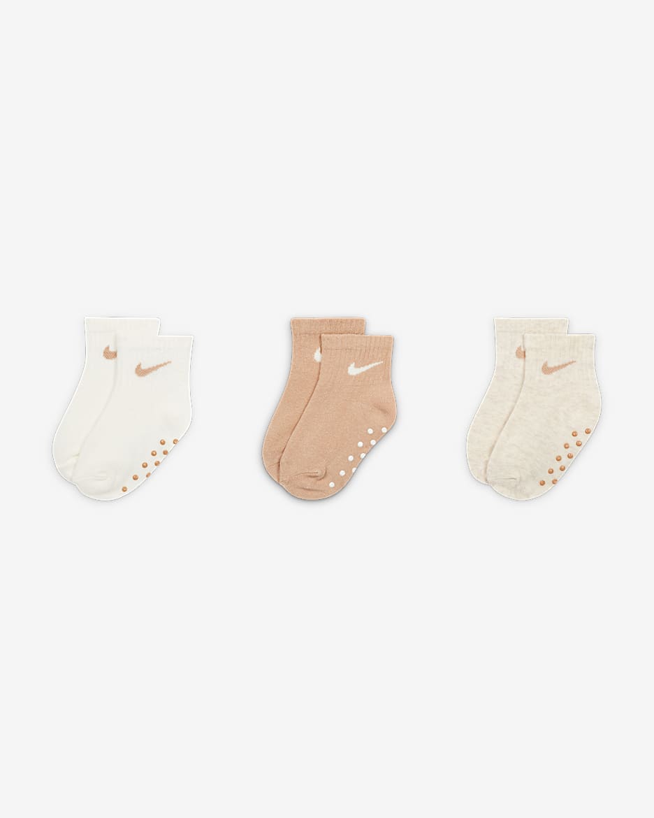 Nike Baby Swoosh Ankle Gripper Socks (3-Pairs) - Pale Ivory
