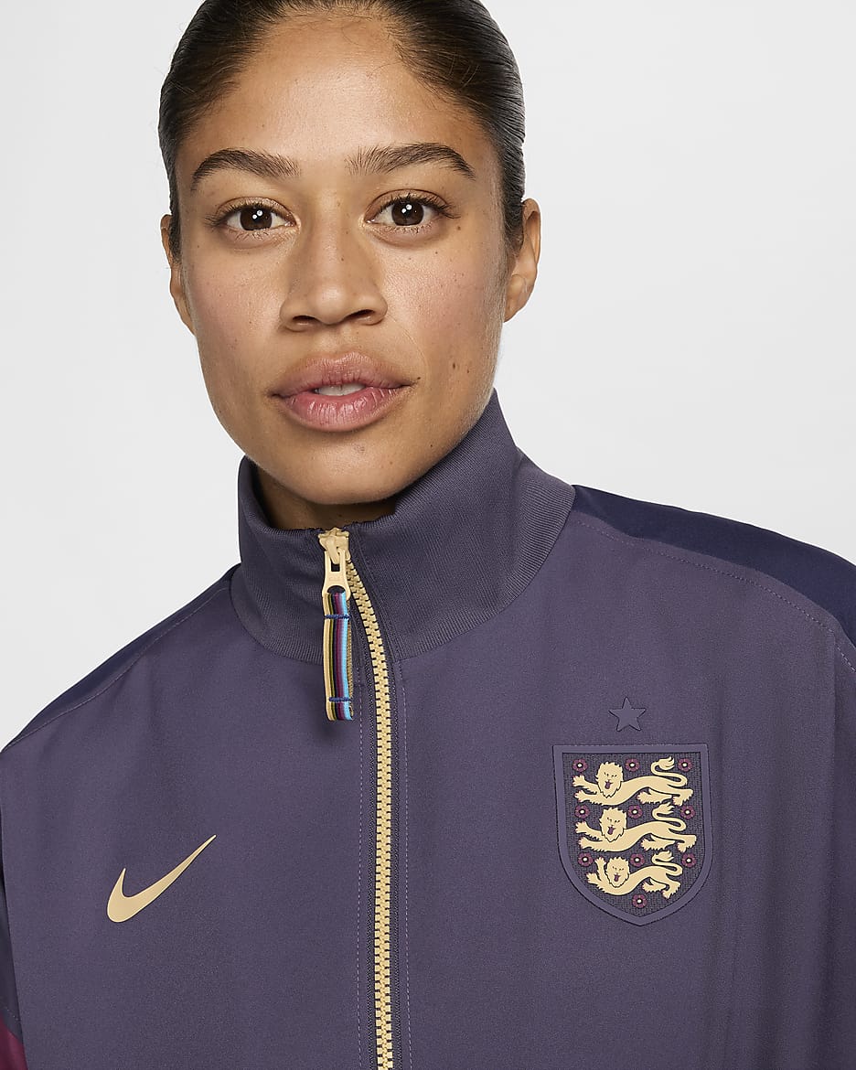 Engeland Strike Uit Nike Dri-FIT voetbaljack voor dames - Dark Raisin/Purple Ink/Sesame