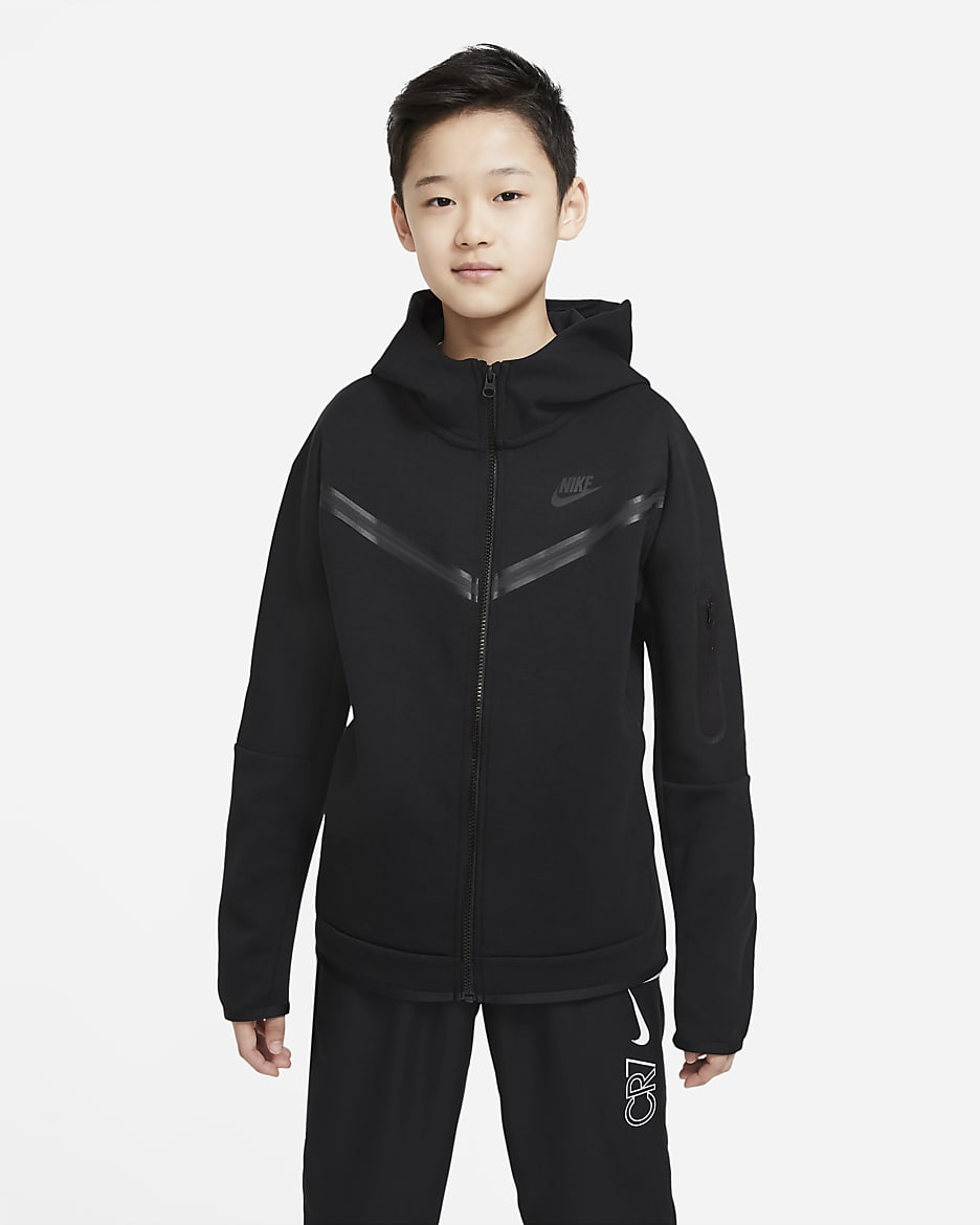 Nike Sportswear Tech Fleece Older Kids' (Boys') Full-Zip Hoodie - Black/Black