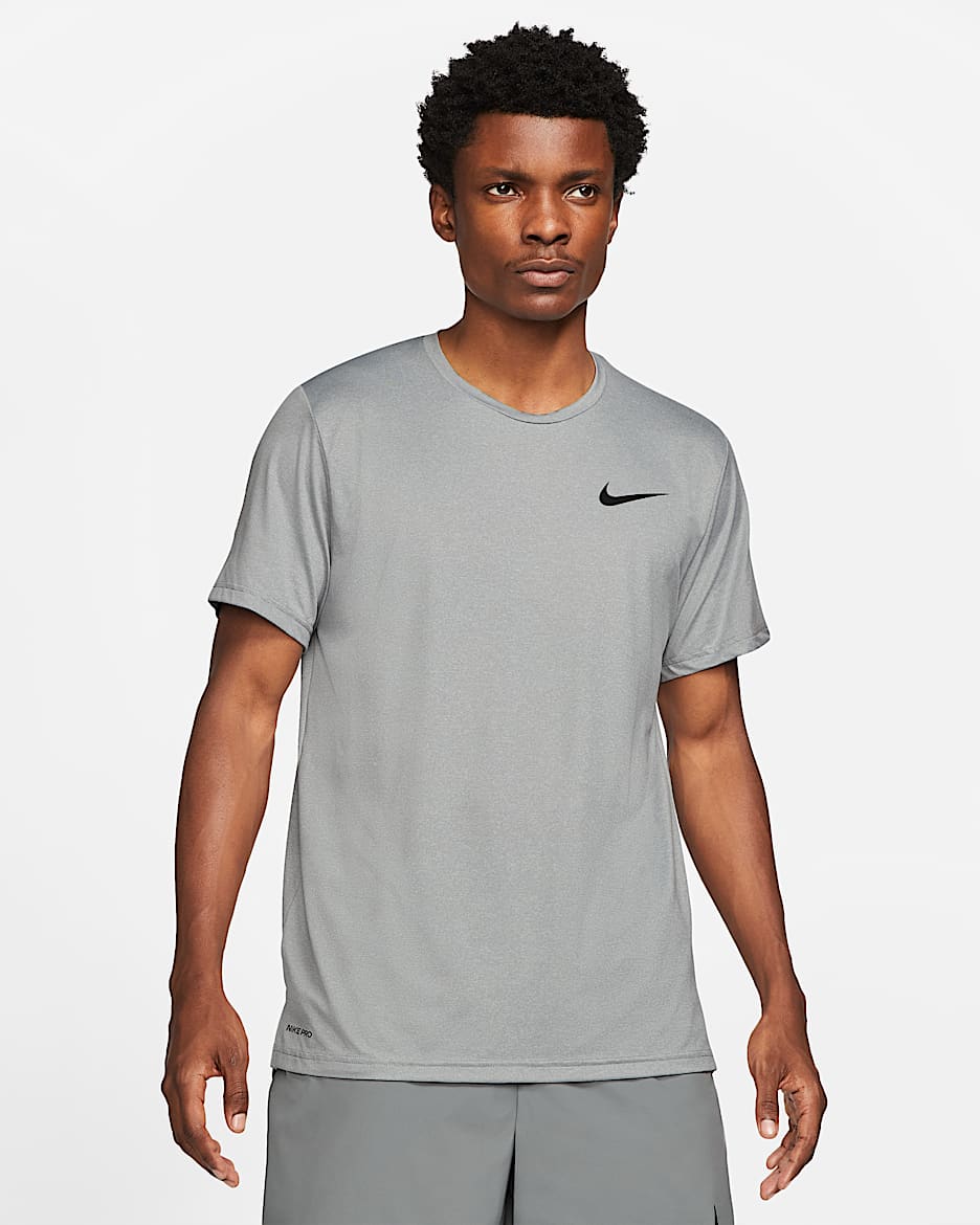 Nike Pro Dri-FIT Kurzarmshirt für Herren - Particle Grey/Grey Fog/Heather/Schwarz