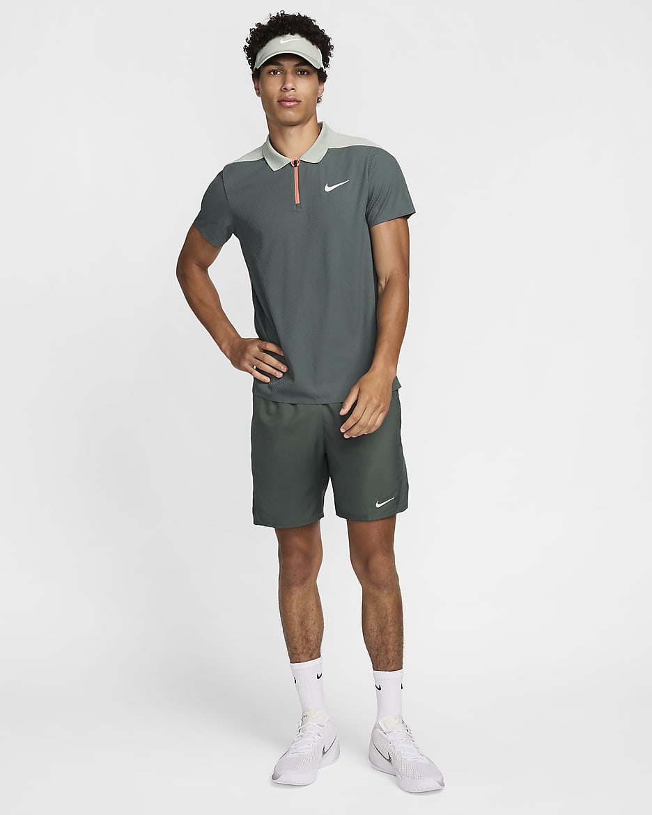 Ανδρική μπλούζα πόλο τένις Dri-FIT ADV NikeCourt Slam Ultimate - Vintage Green/Jade Horizon/Light Silver/Λευκό