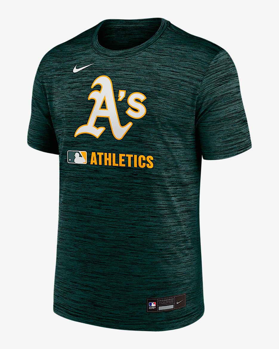 Athletics Authentic Collection Velocity Playera Nike Dri-FIT de la MLB para hombre - Verde