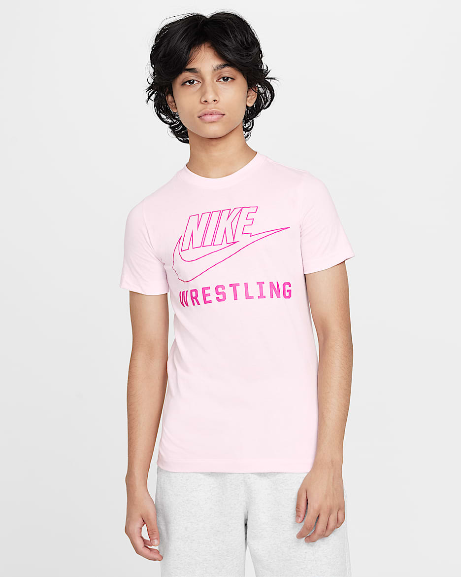 Nike Swoosh Big Kids' Wrestling T-Shirt - Pink Foam