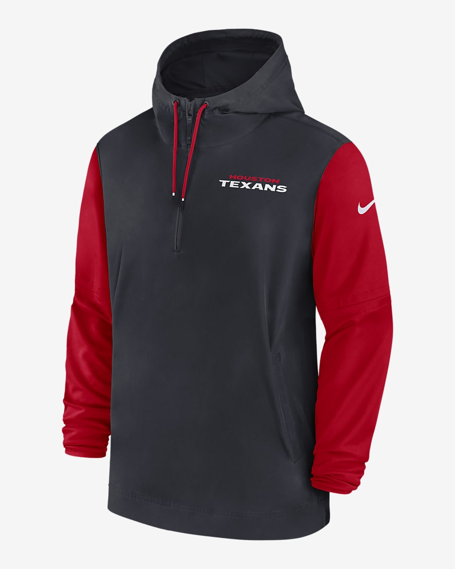 Houston Texans Sideline Pre-Game Player Men's Nike NFL 1/2-Zip Hooded Jacket - Blue