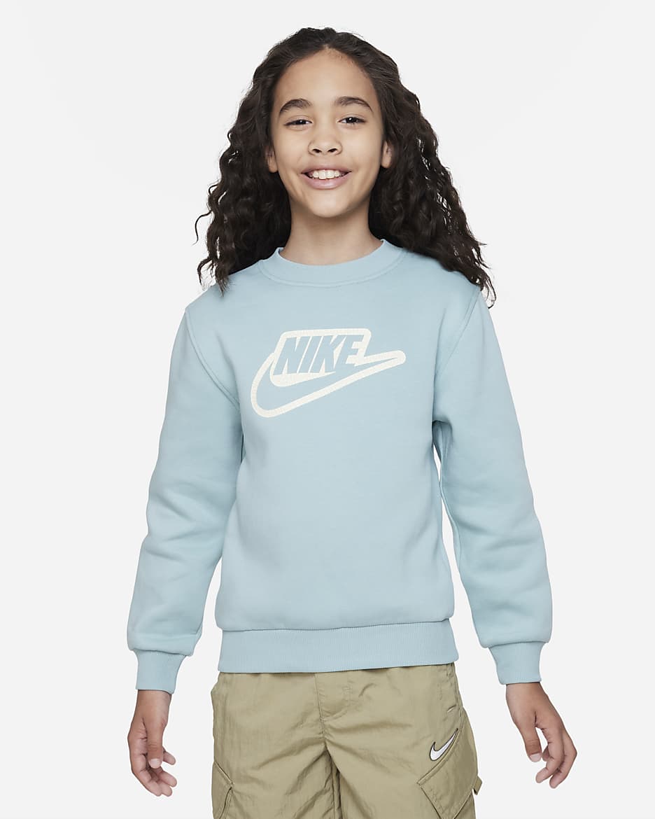 Nike Sportswear Club+ Big Kids' Sweatshirt - Mineral/Coconut Milk