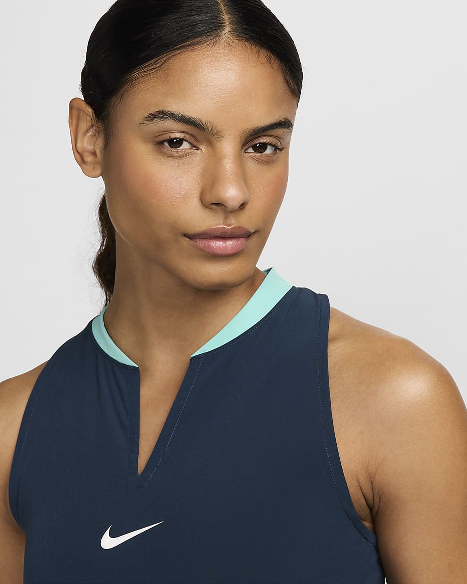 Nike Dri-FIT Advantage Damen-Tenniskleid - Armory Navy/Weiß