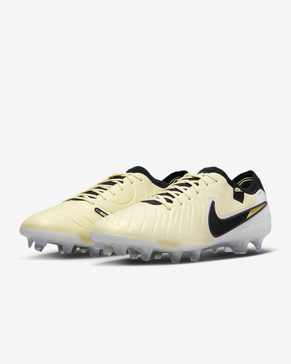 Nike Tiempo Legend 10 Elite Firm-Ground Low-Top Soccer Cleats - Lemonade/Metallic Gold Coin/Black