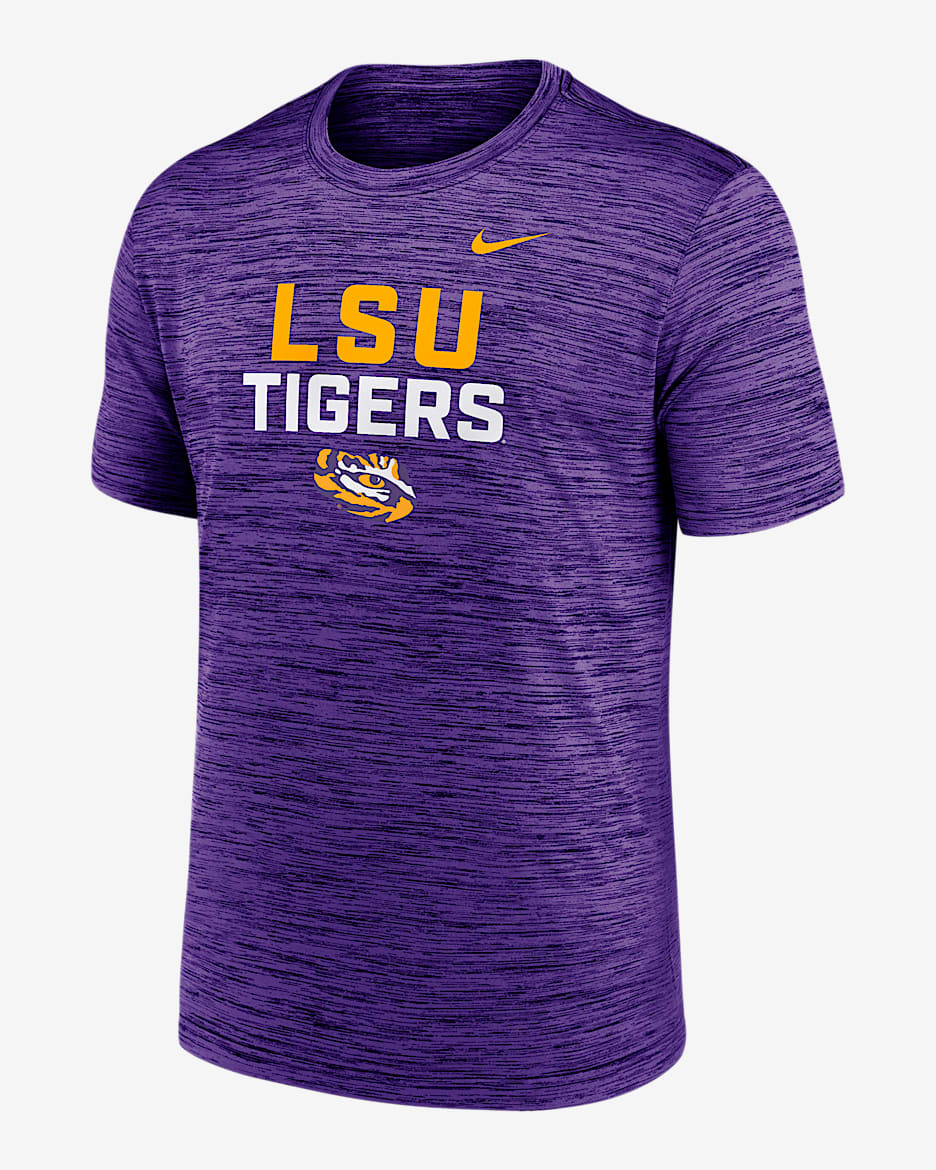 LSU Campus Center Stack Velocity Men's Nike Dri-FIT College T-Shirt - Purple