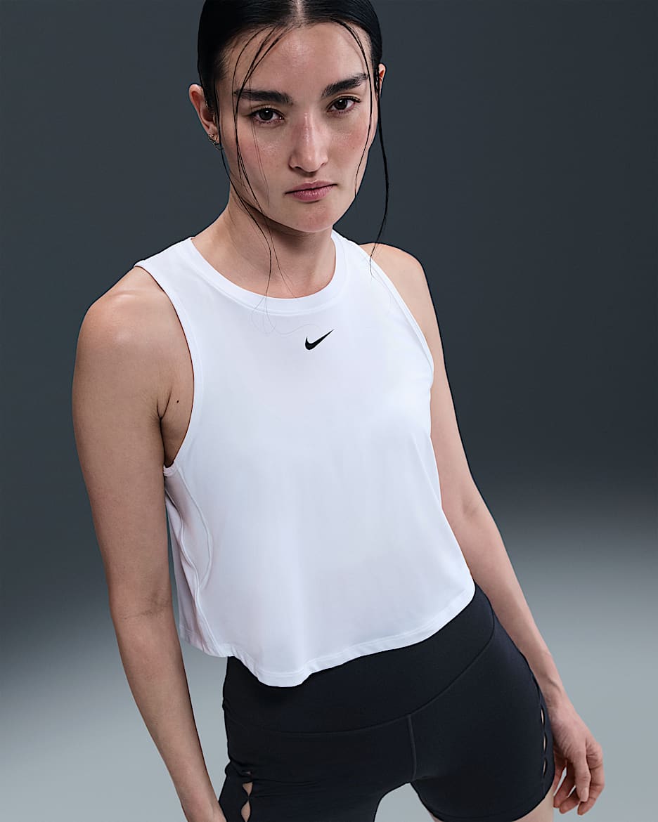 Nike One Classic Women's Dri-FIT Cropped Tank Top - White/Black