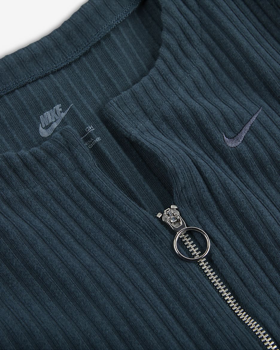 เสื้อคาร์ดิแกนซิปยาวทรงเข้ารูปผู้หญิง Nike Sportswear Chill Rib - Armory Navy/Armory Navy