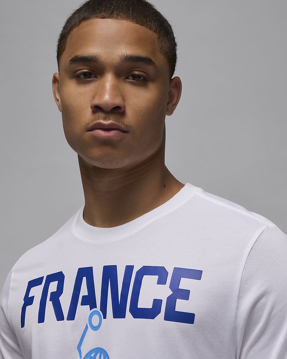 France Men's Nike Basketball T-Shirt - White/White/University Blue/Old Royal