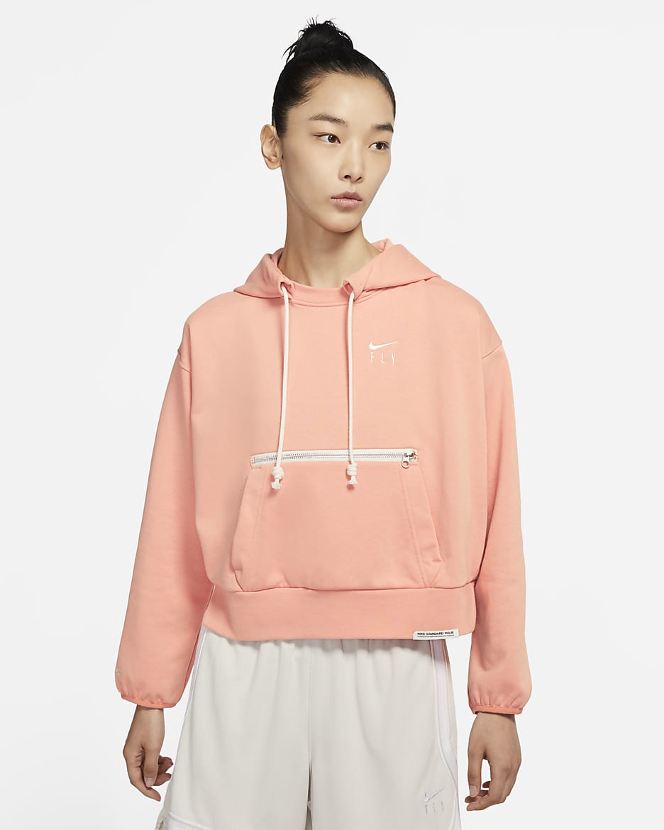 Nike Dri-FIT Swoosh Fly Standard Issue Women's Pullover Basketball Hoodie - Light Madder Root/Pale Ivory