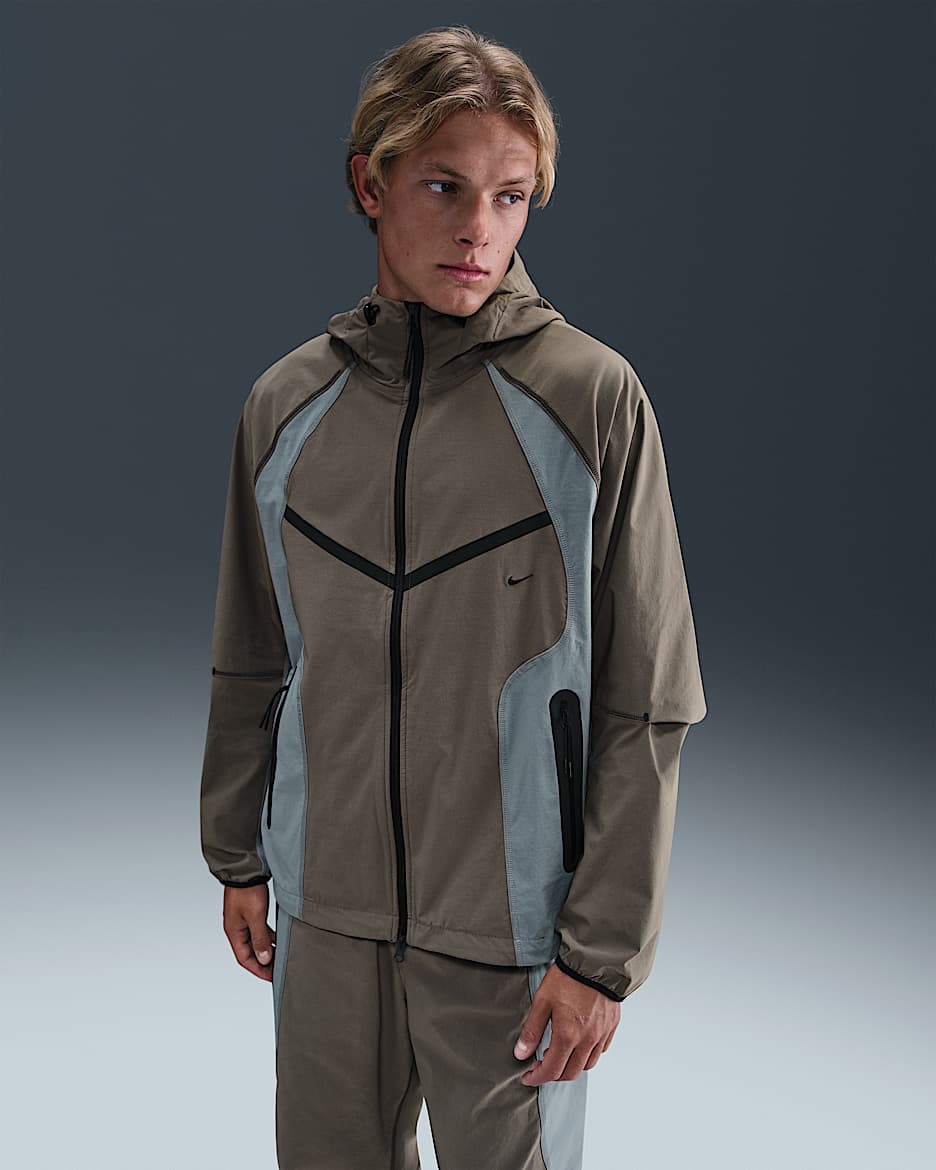 Nike Tech Men's Dri-FIT Woven Color-Block Windrunner Oversized Jacket - Cave Stone/Cool Grey/Black