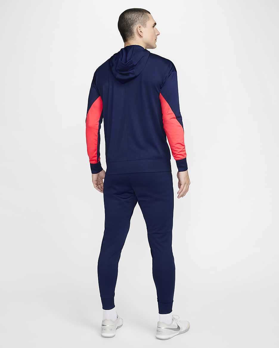 Męski dres piłkarski z kapturem Nike Dri-FIT Chorwacja Strike - Blue Void/Bright Crimson/Biel