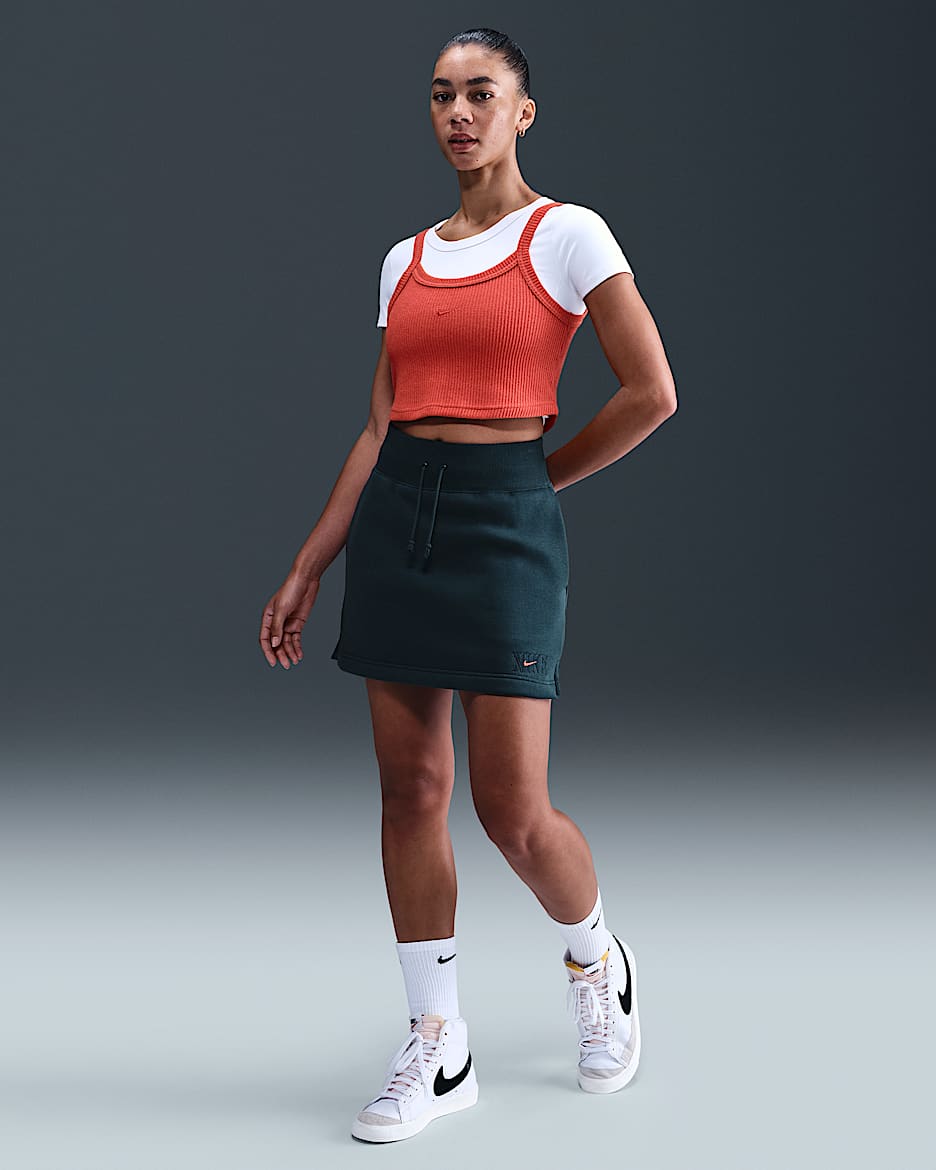Nike Sportswear Phoenix Fleece Women's Skirt - Armory Navy/Picante Red