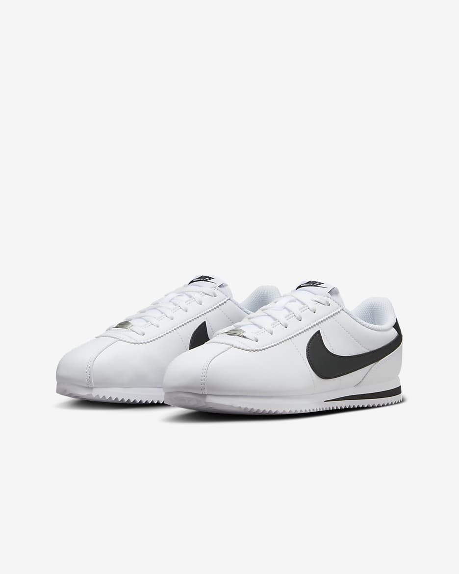 Tenis para niños grandes Nike Cortez - Blanco/Negro