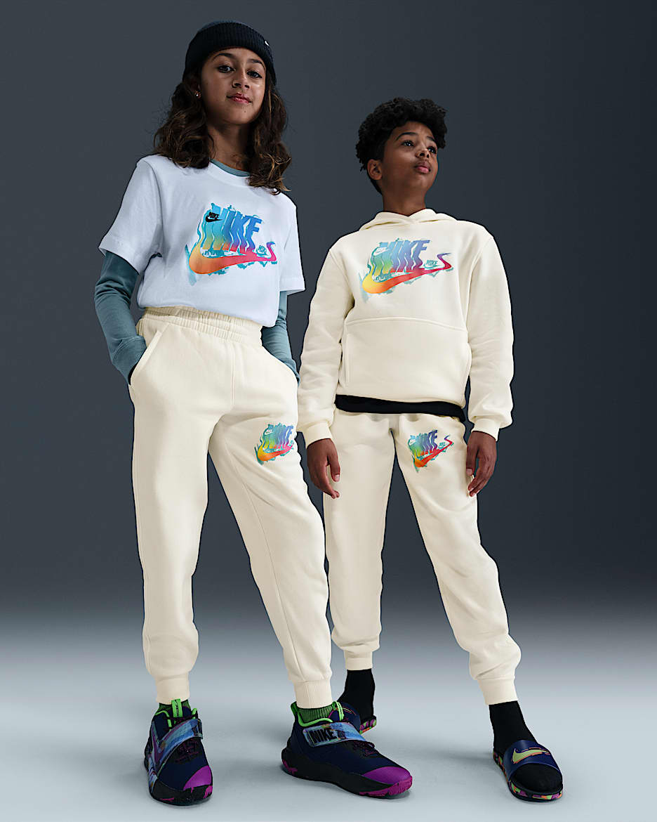 Joggers para niños talla grande Nike Sportswear Club Fleece - Perla suave/Blanco