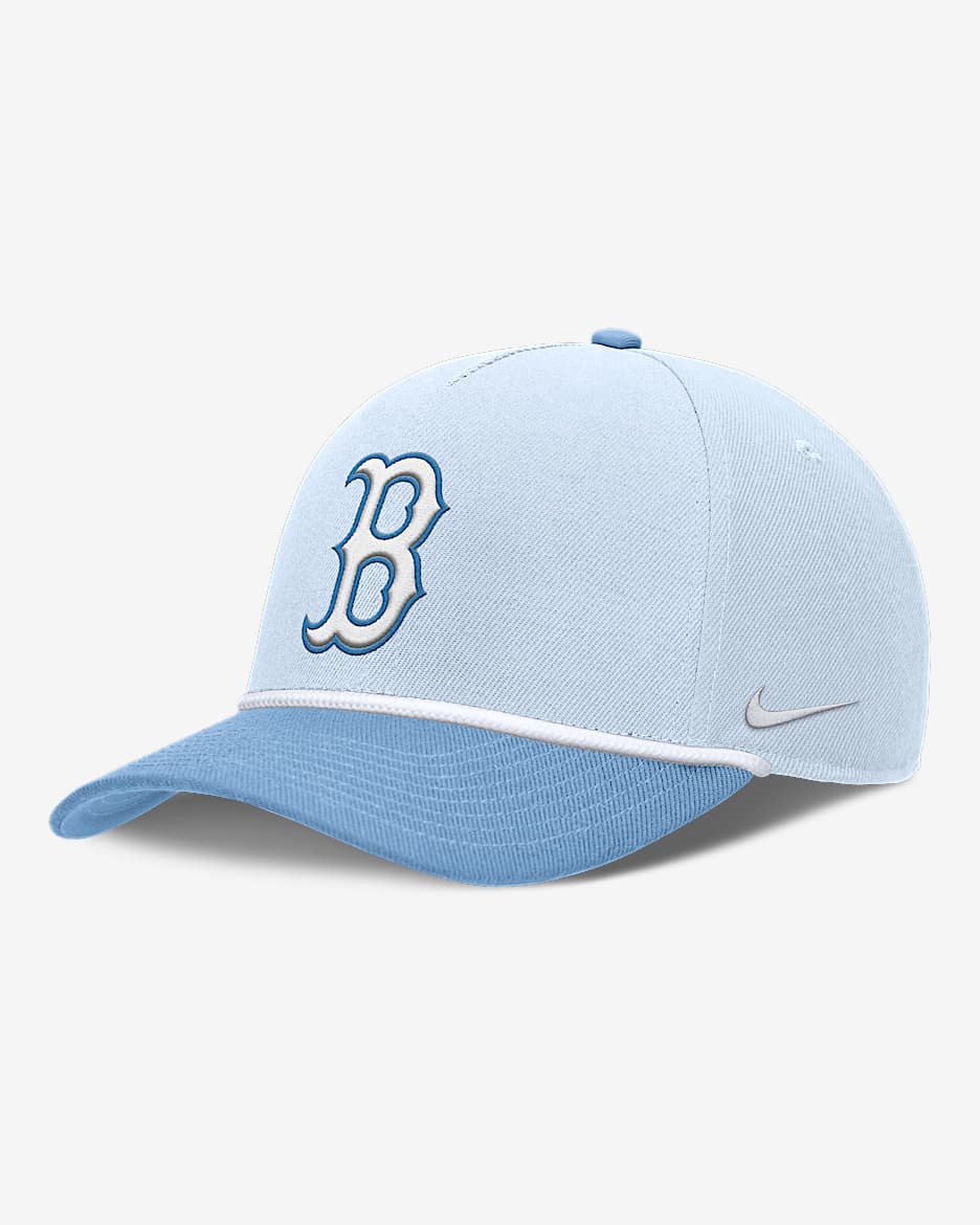 Gorra Nike Dri-FIT de la MLB ajustable para hombre Boston Red Sox Rise - Azul claro