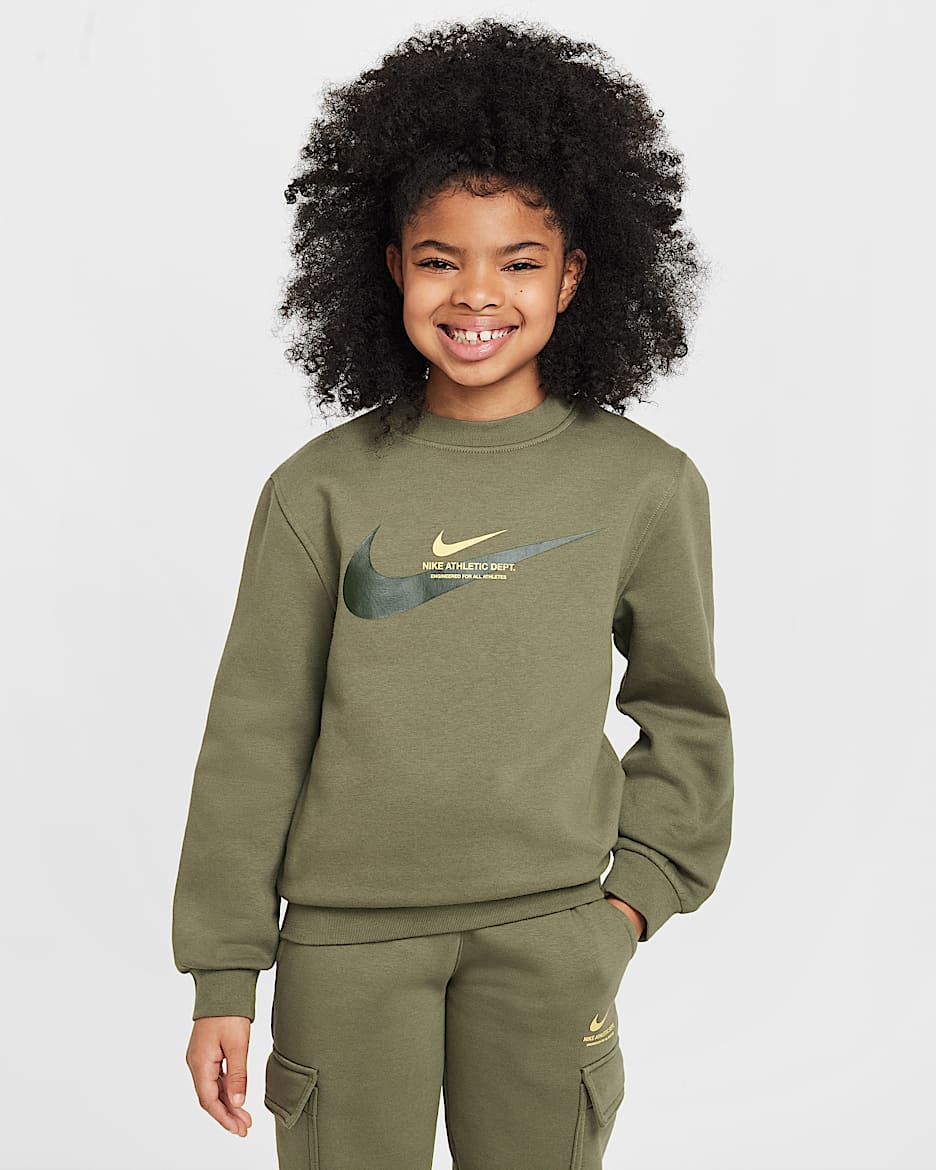 Sweat à col ras-du-cou en Fleece Nike Sportswear pour ado - Medium Olive
