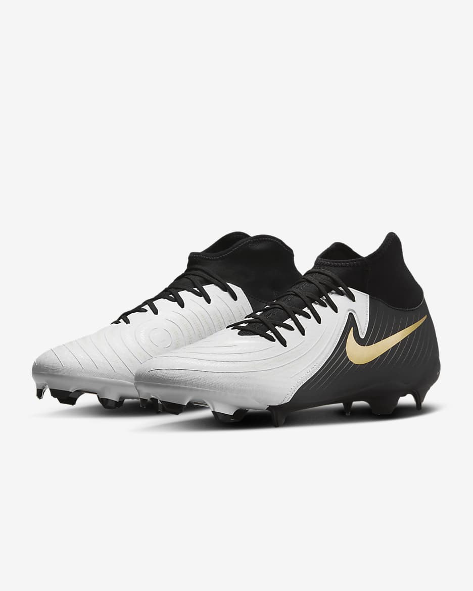 Nike Phantom Luna 2 Academy MG High-Top Football Boot - White/Metallic Gold Coin/Black