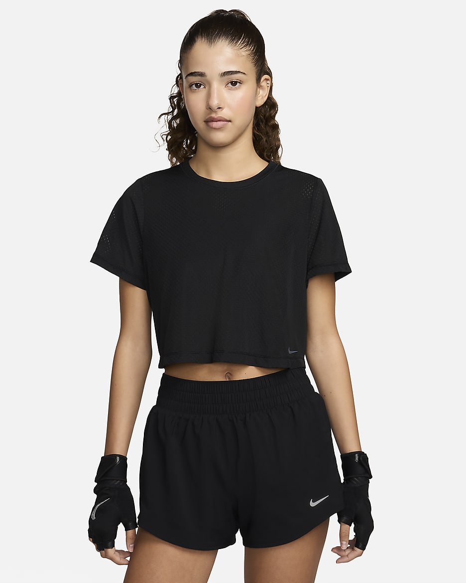 Nike One Classic Breathe Kurzarmshirt mit Dri-FIT-Technologie für Damen - Schwarz/Schwarz