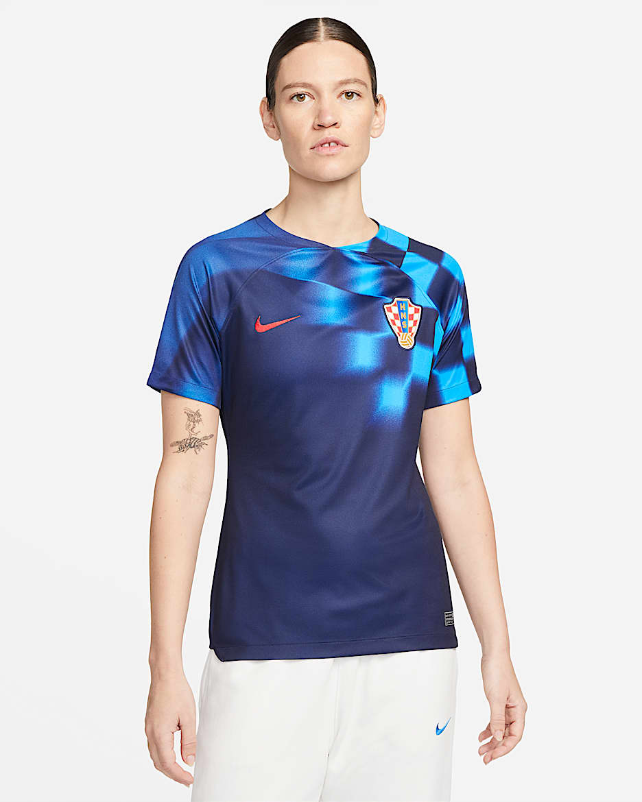 Kroatië 2022/23 Stadium Uit Nike Dri-FIT voetbalshirt voor dames - Blackened Blue/University Red