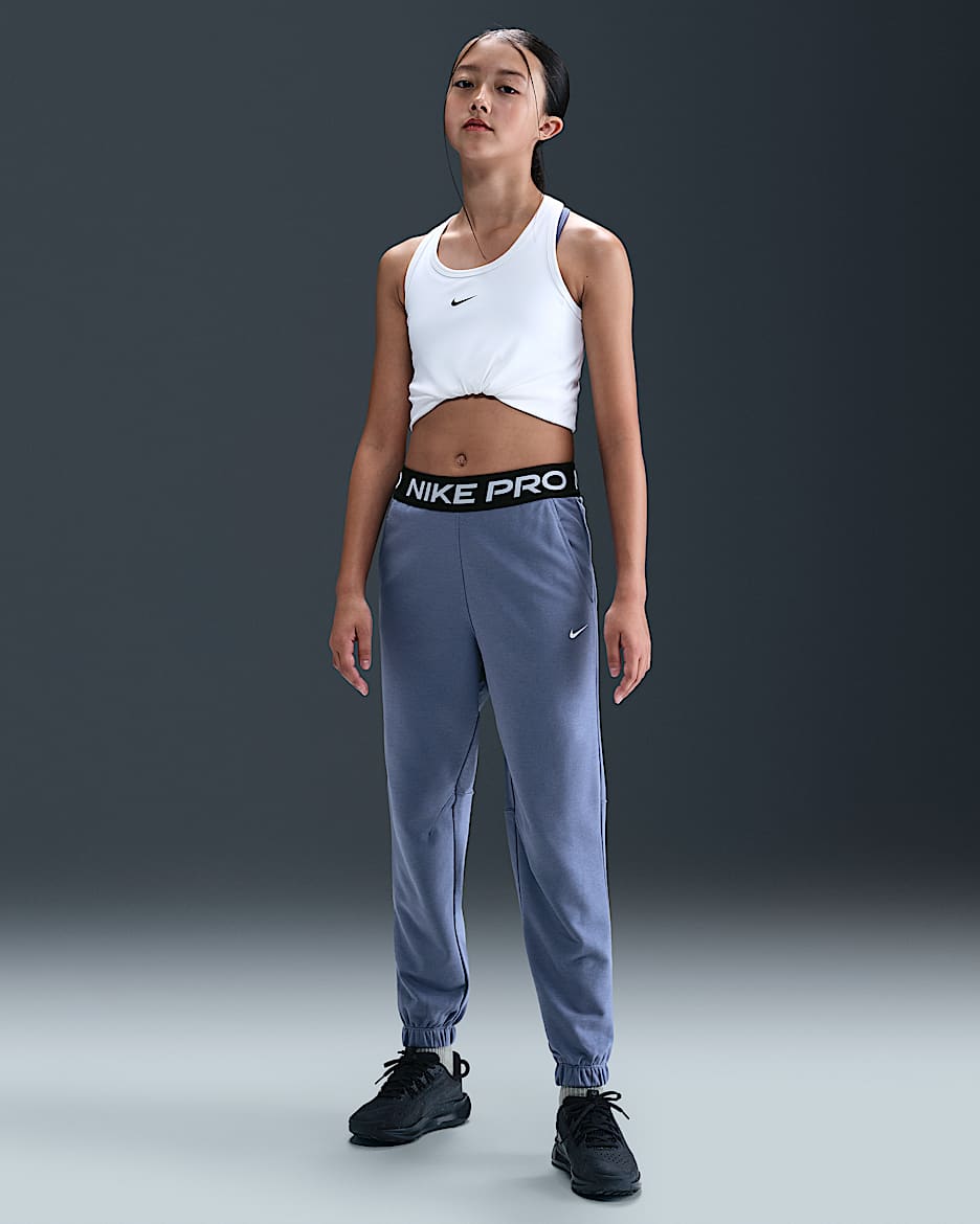Nike Pro Fleece Dri-FIT szabadidőnadrág nagyobb gyerekeknek (lányok) - World Indigo/World Indigo/Fekete/Fehér
