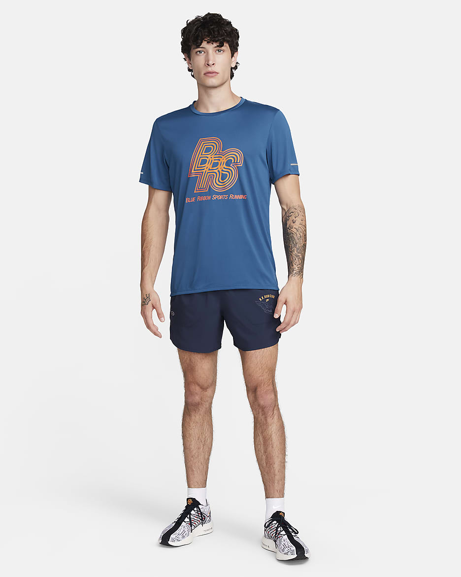 Nike Running Energy Rise 365 Men's Dri-FIT Short-Sleeve Running Top - Court Blue/Safety Orange/Safety Orange