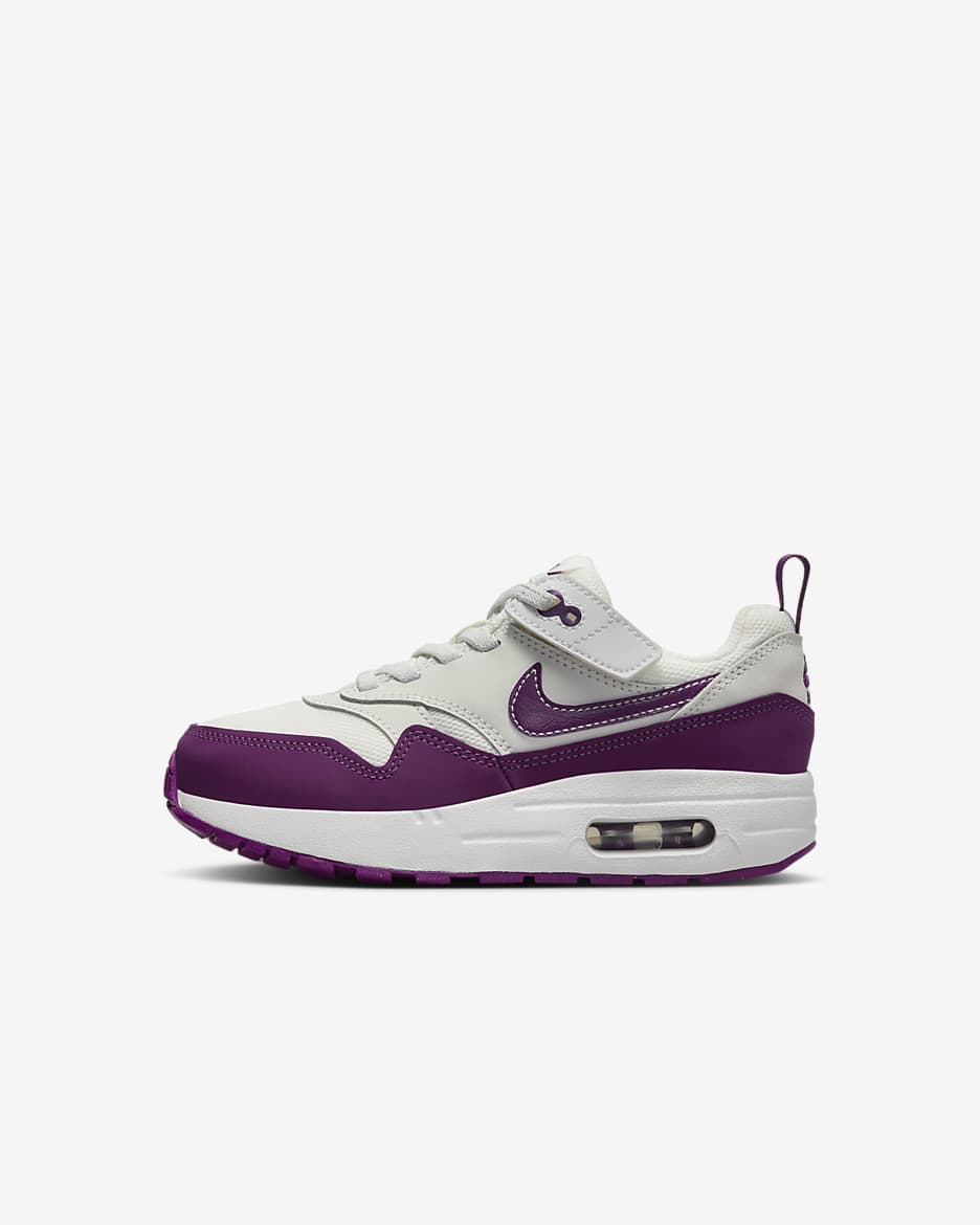 Nike Air Max 1 EasyOn Younger Kids' Shoes - Summit White/White/Viotech