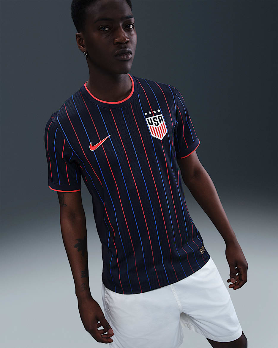USWNT 2025 Match Away (Women's Team) Men's Nike Dri-FIT ADV Soccer Authentic Jersey - Obsidian/Challenge Red/Challenge Red