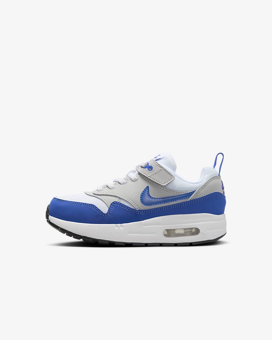 Nike Air Max 1 EasyOn sko til små barn - Hvit/Neutral Grey/Svart/Game Royal