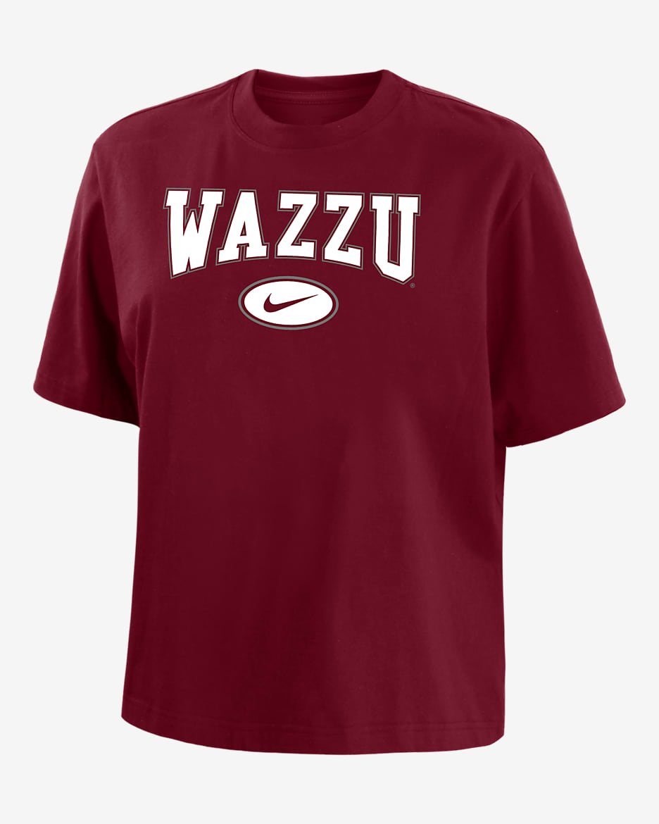 Washington State Women's Nike College Boxy T-Shirt - Crimson