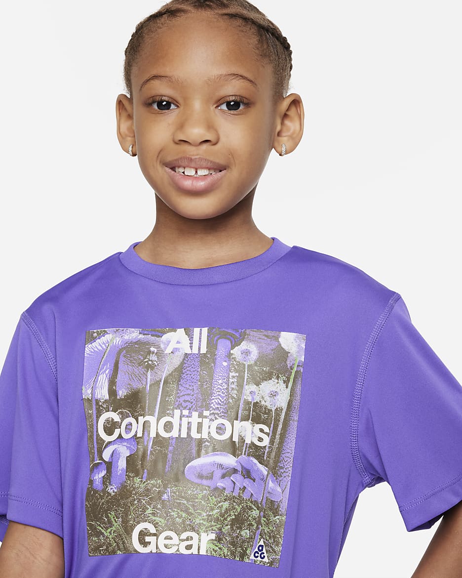 Nike ACG Graphic Performance Tee Younger Kids' Sustainable-Material UPF Dri-FIT Tee - Action Grape