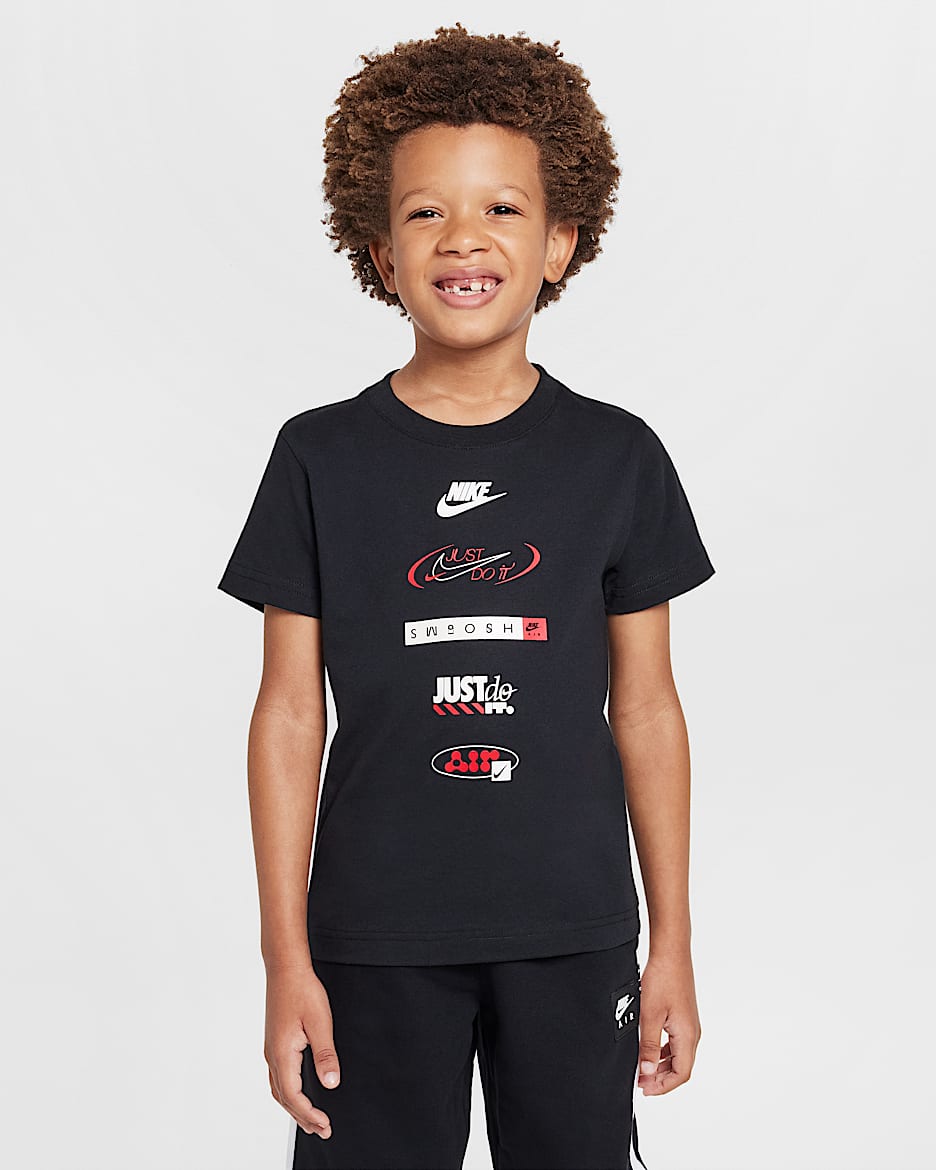Nike Little Kids' Brandmark Stack T-Shirt - Black