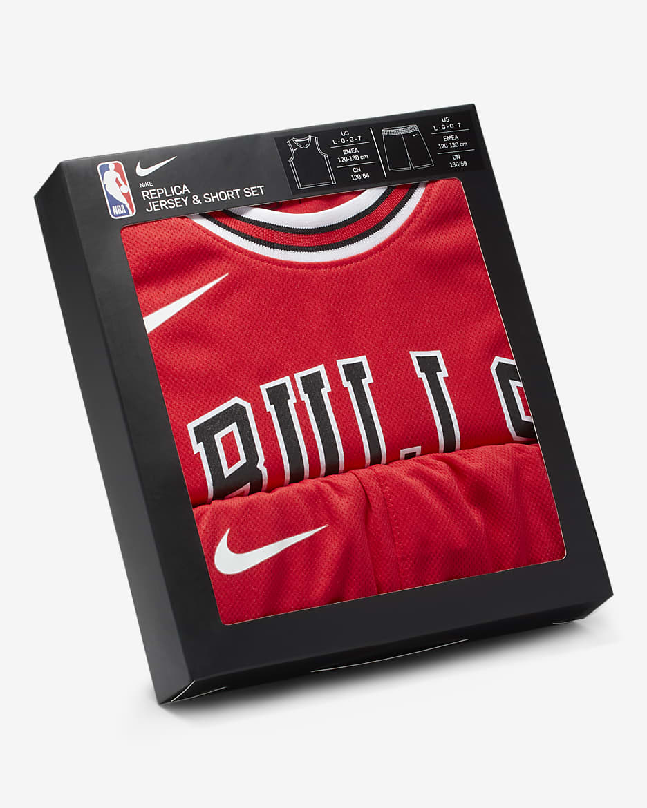 Gaveæske med DeMar DeRozan Chicago Bulls Icon Edition Nike NBA-trøje og shorts til større børn (drenge) - University Red