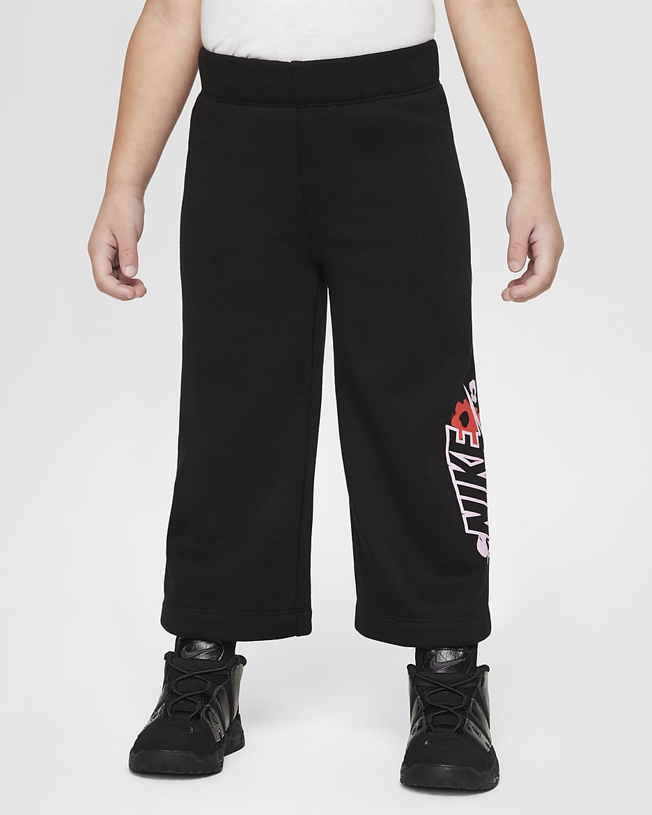 Nike Floral Fleece Toddler Wide Leg Pants - Black