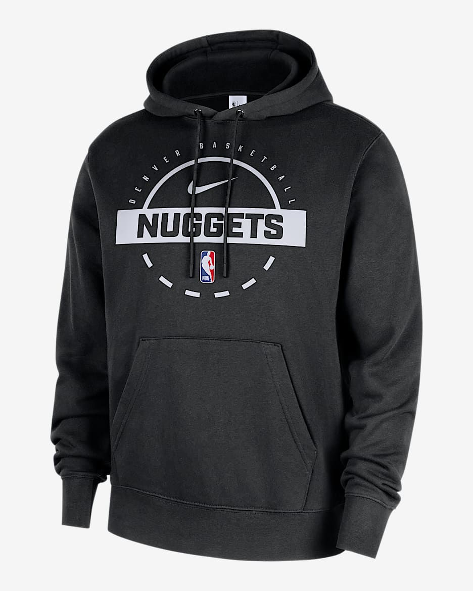 Denver Nuggets Club Men's Nike NBA Practice Pullover Hoodie - Black/White