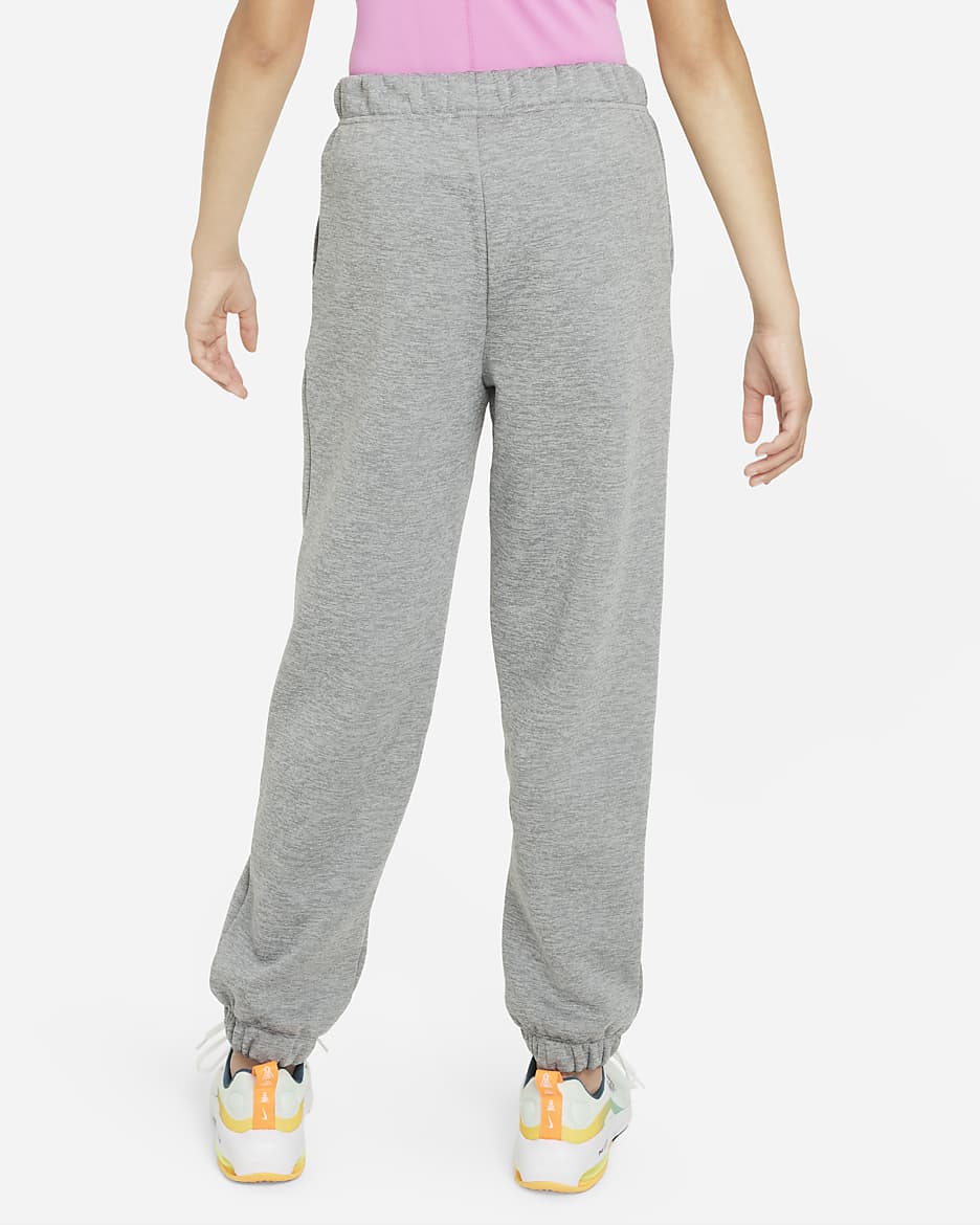 Nike Therma-FIT Big Kids' (Girls') Cuffed Pants - Dark Grey Heather/White