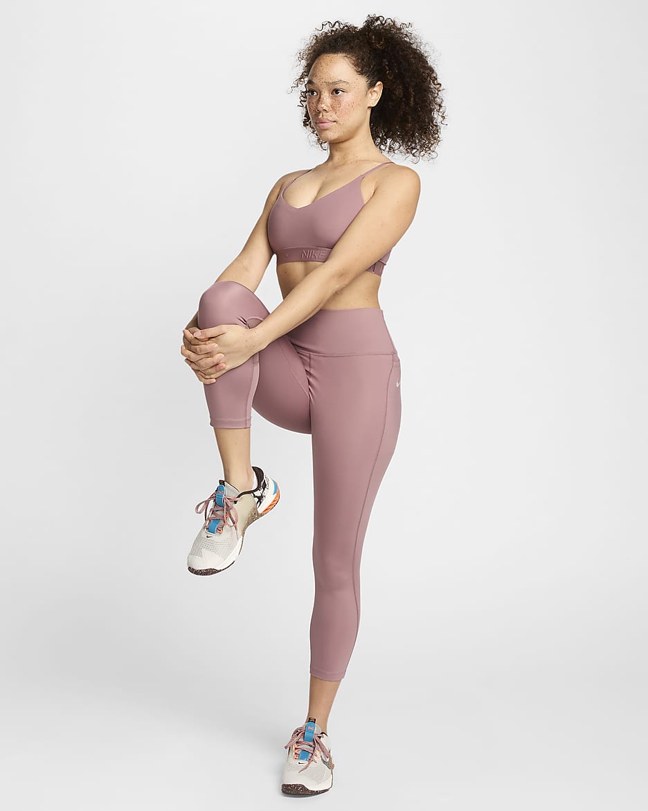 Bra deportivo ajustable acolchado para mujer Nike Indy Light Support - Malva humeante/Malva humeante