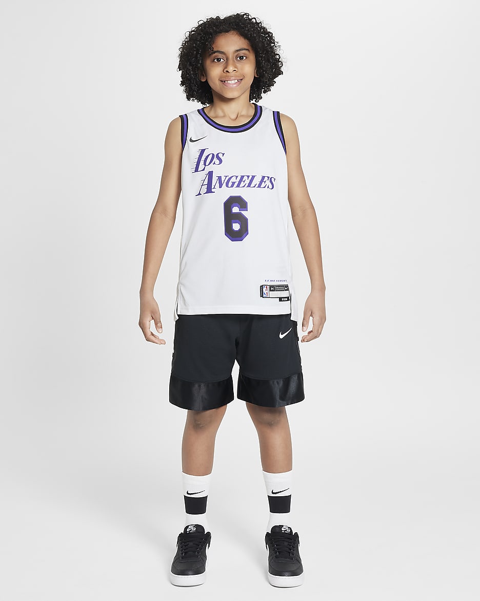 Maillot Nike Dri-FIT NBA Swingman LeBron James Los Angeles Lakers City Edition pour enfant plus âgé - Blanc