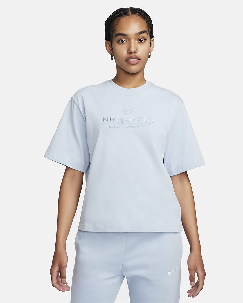 Nike Sportswear Heritage Women's Boxy Tee - Light Armoury Blue/Leche Blue