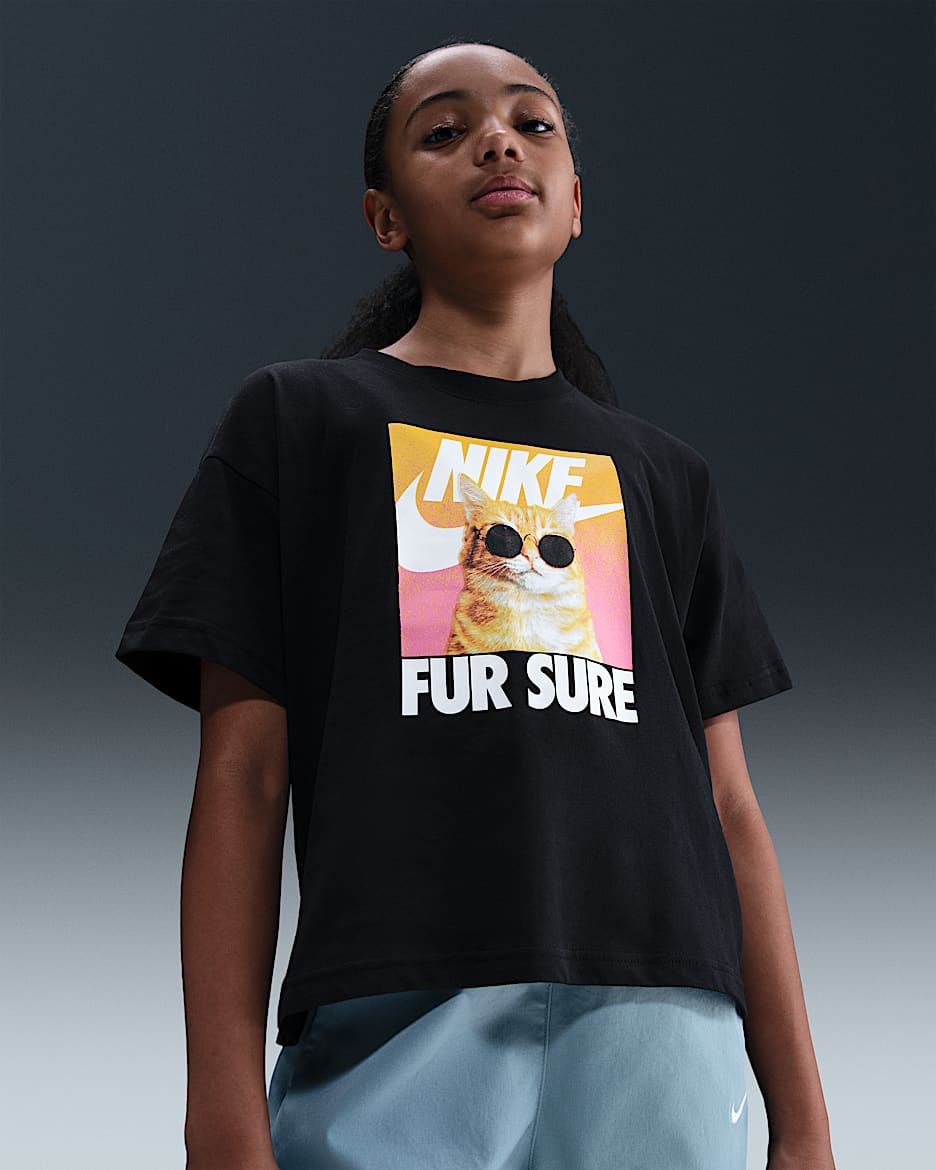 Nike Sportswear-T-shirt til større børn (piger) - sort