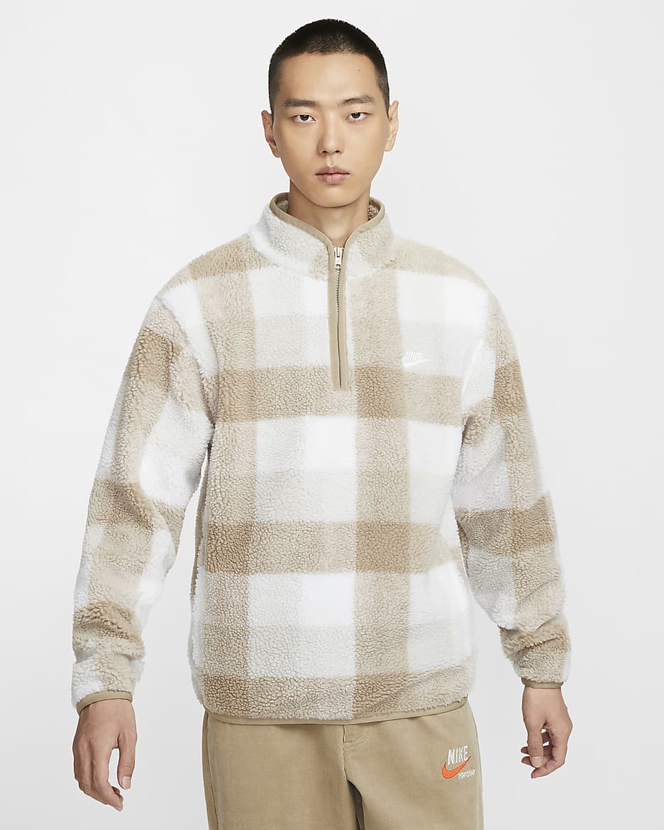 Nike Club Men's Winterized Half-Zip - Khaki/Sail/Light Bone/White