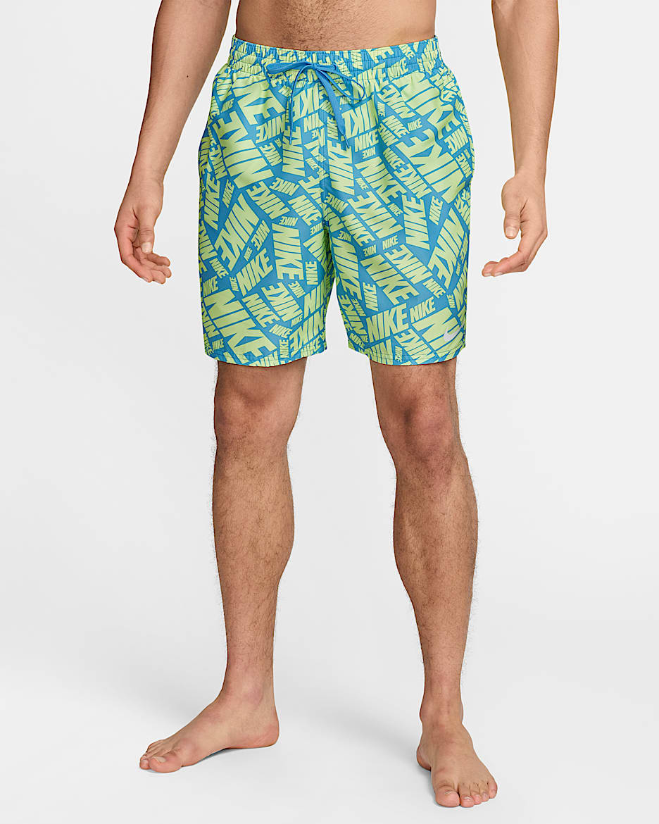 Shorts de vóleibol con forro de ropa interior de 18 cm para hombre Nike Swim Breaker - Voltio ligero/Azul universitario/Blanco