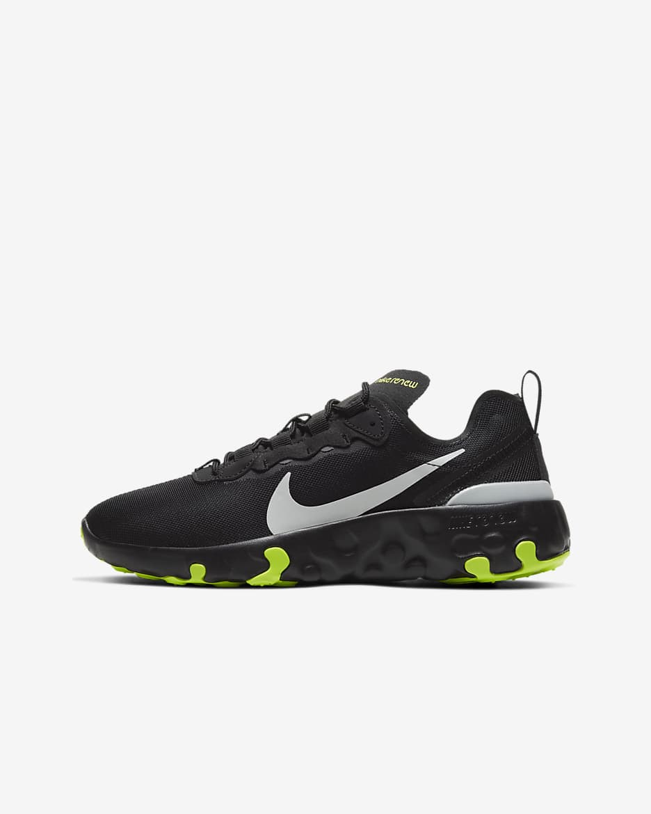 Chaussure Nike Renew 55 pour Enfant plus âgé - Noir/Volt/Iron Grey/Light Smoke Grey
