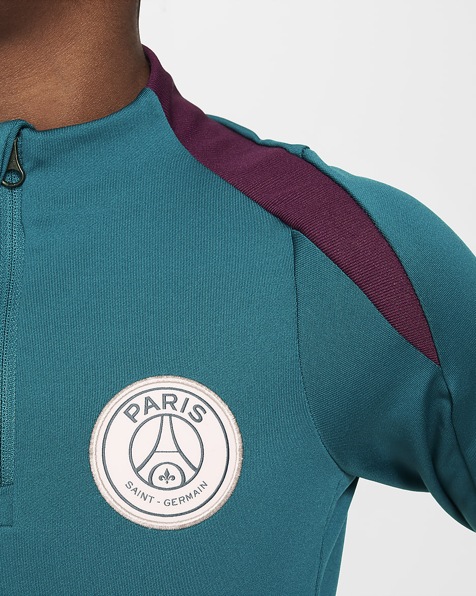 Haut d'entraînement de football Nike Dri-FIT Paris Saint-Germain Strike pour ado - Geode Teal/Geode Teal/Bordeaux/Guava Ice