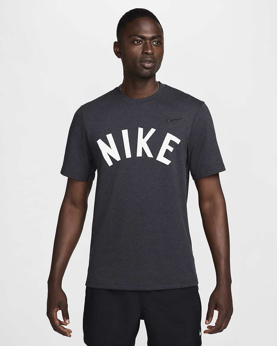 Nike Primary Swoosh Men's Dri-FIT Short-Sleeve Versatile Top - Black/Anthracite/Heather/Black