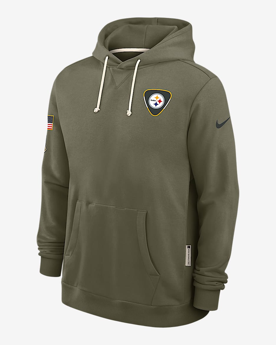 Pittsburgh Steelers Salute to Service Sideline Dominant Force Men's Nike Dri-FIT NFL Pullover Hoodie - Olive